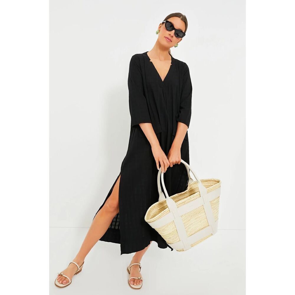 Pomander Place Tuckernuck Black Carolina Caftan Dress Maxi Size S